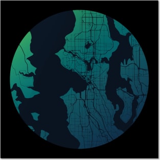 Seattle Map Gradient Posters and Art